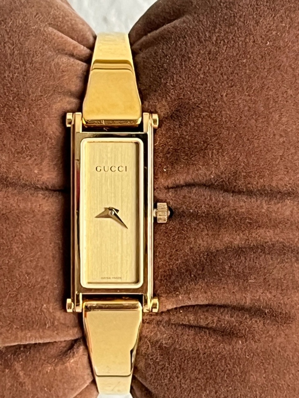 Gucci Gold-Tone Rectangular Bangle Watch